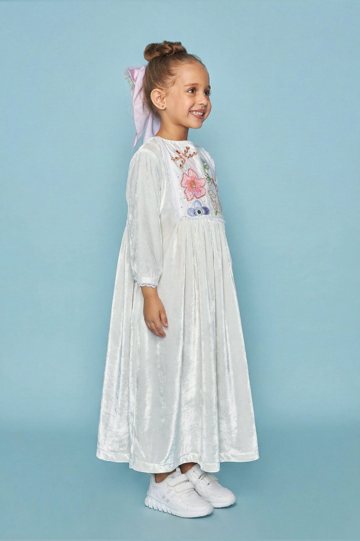 VELVET Dragonfly Mirror Yoke Embellished Girls Long Dress