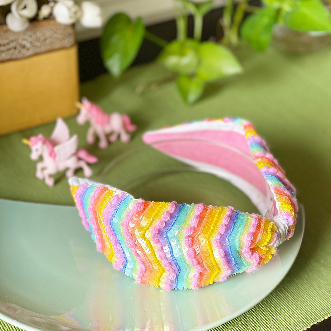 Evissa Chevron Hand Embroidered Headband/Hairband- Joey & Pooh