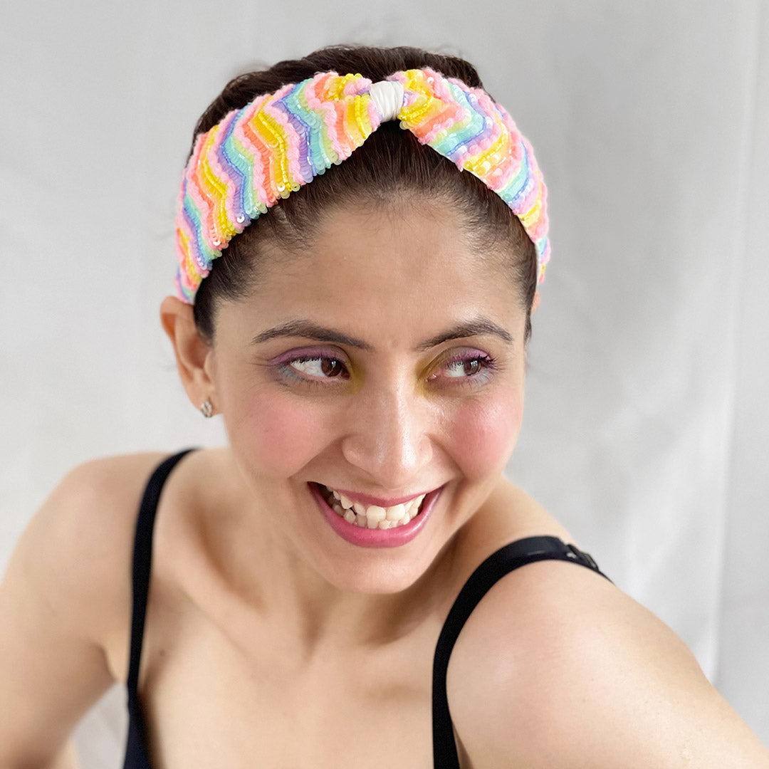 Evissa Chevron Hand Embroidered Headband/Hairband- Joey & Pooh