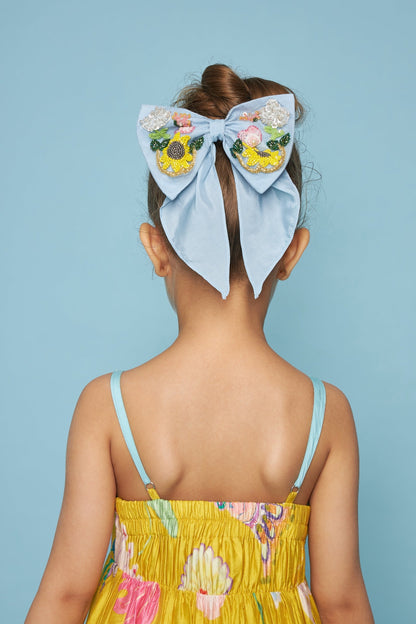 Blooma Blue Embellished Bow Clip