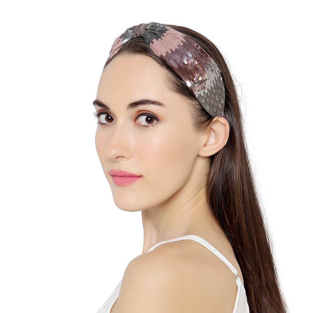 Serena Mauve Hand Embroidered Headband/Hairband - Joey & Pooh