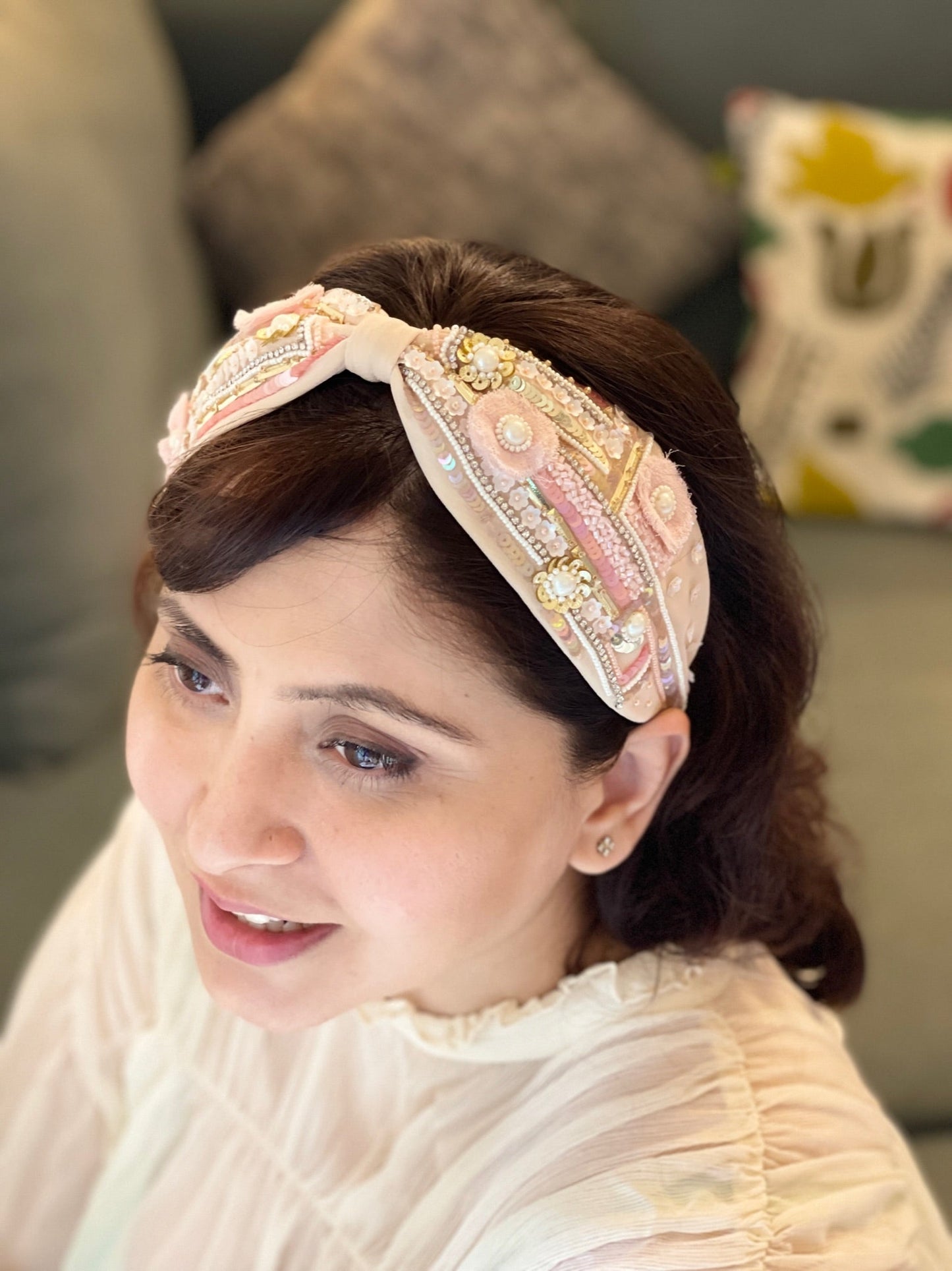 Eloise Pink Hand Embroidered Headband/Hairband -Joey & Pooh