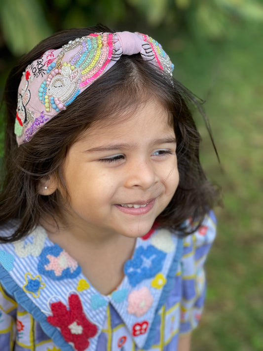 Darcey Unicorn Hand Embroidered Headband/Hairband On Kids- Joey & Pooh