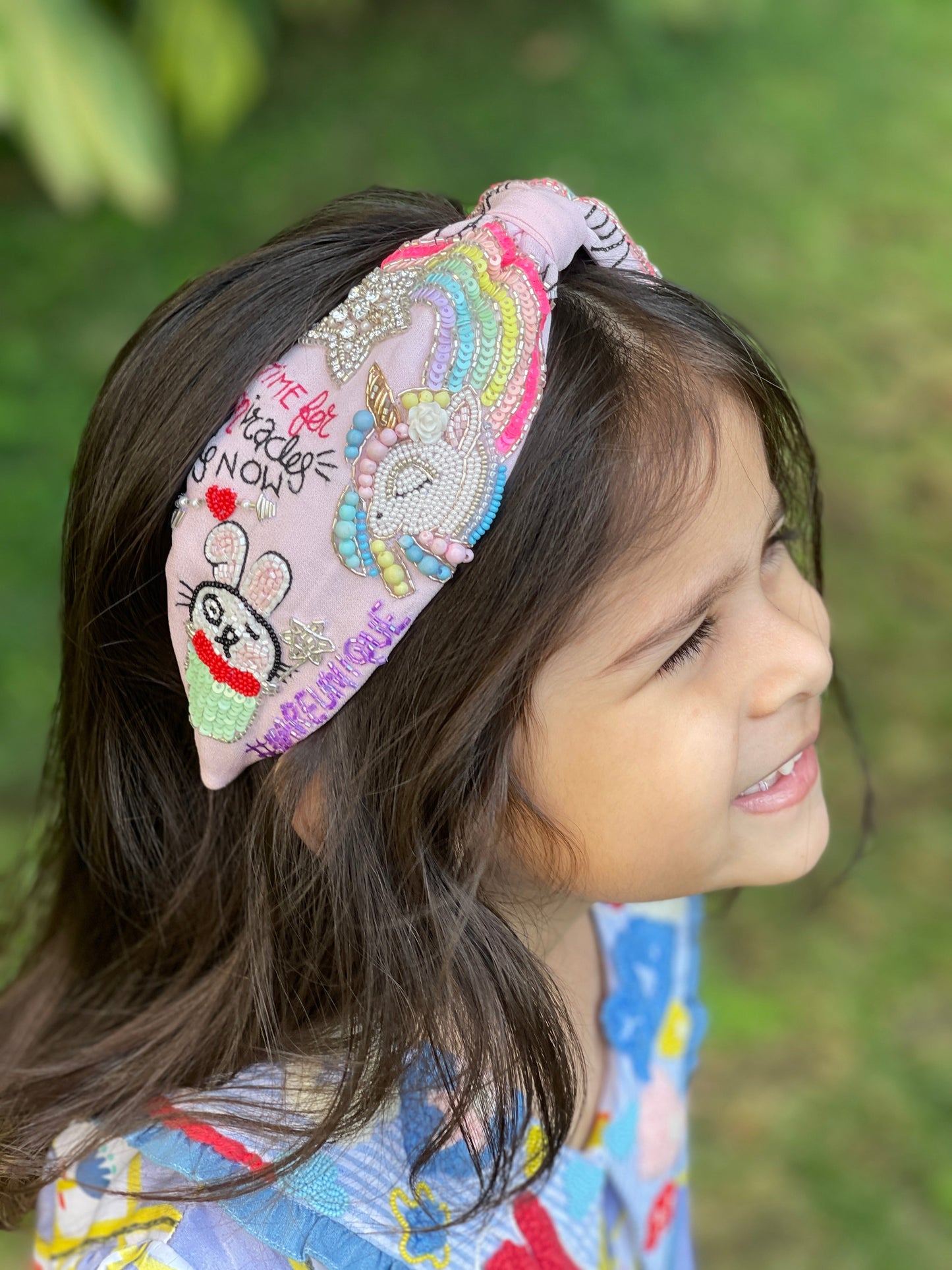 Darcey Unicorn Hand Embroidered Headband/Hairband On Kids- Joey & Pooh