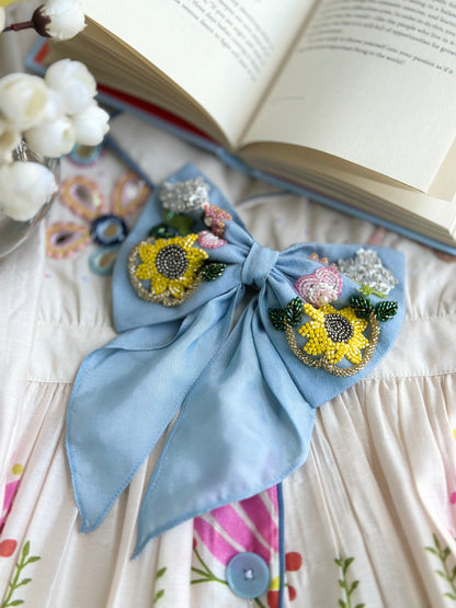Blooma Blue Embellished Bow Clip