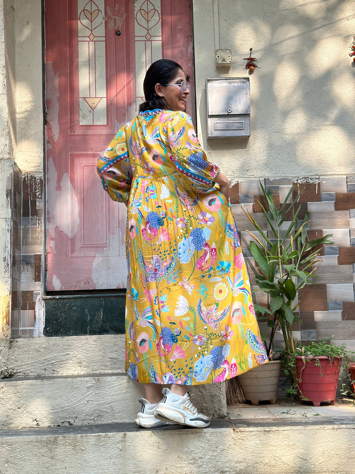 Tweet Mustard Kaftan dress