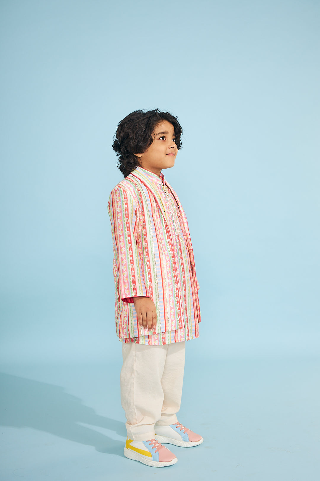 Candy Stripe Boys Embellished Jacket With Tunic And Trouser Coord (3 Pc Set)