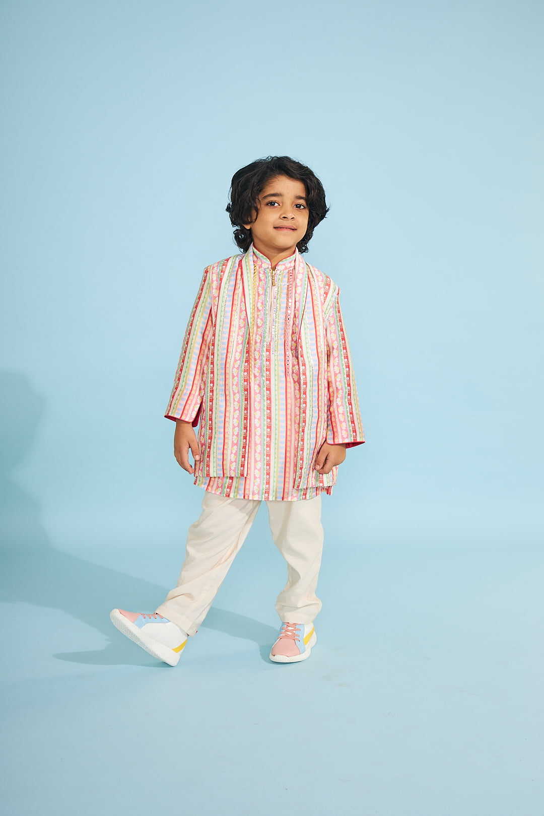 Candy Stripe Boys Embellished Jacket With Tunic And Trouser Coord (3 Pc Set)