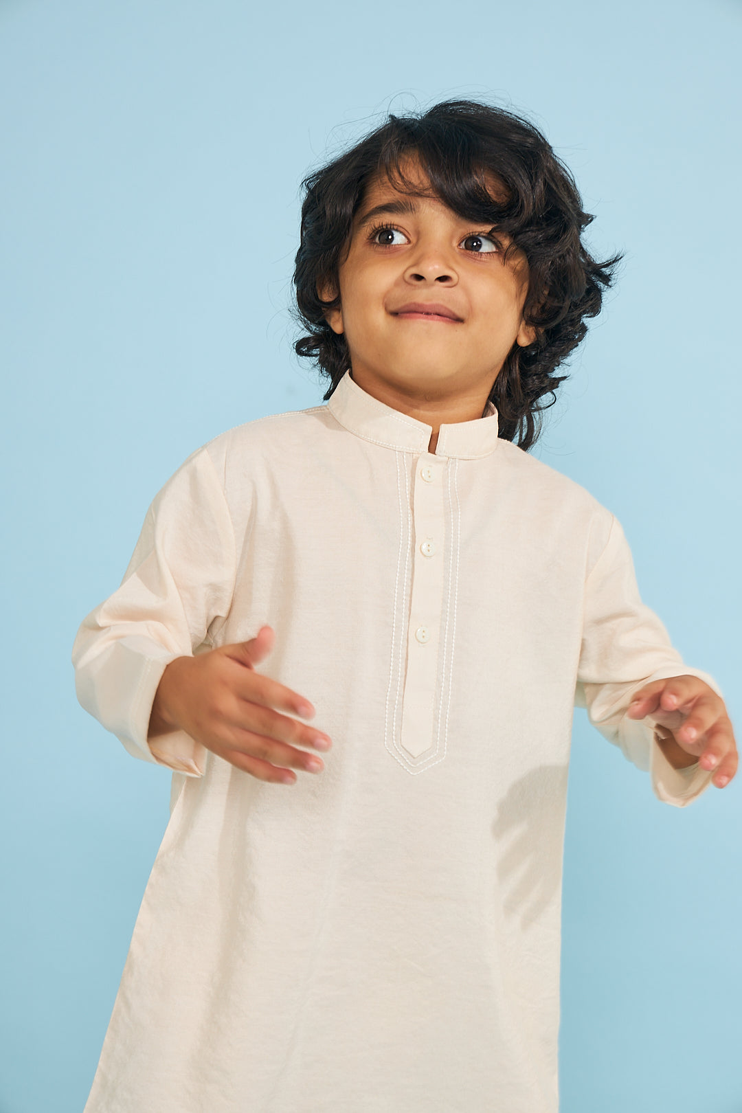 Candy Stripe Embellished Boys Jacket With Cream Kurta Trouser (3 Pc Set)