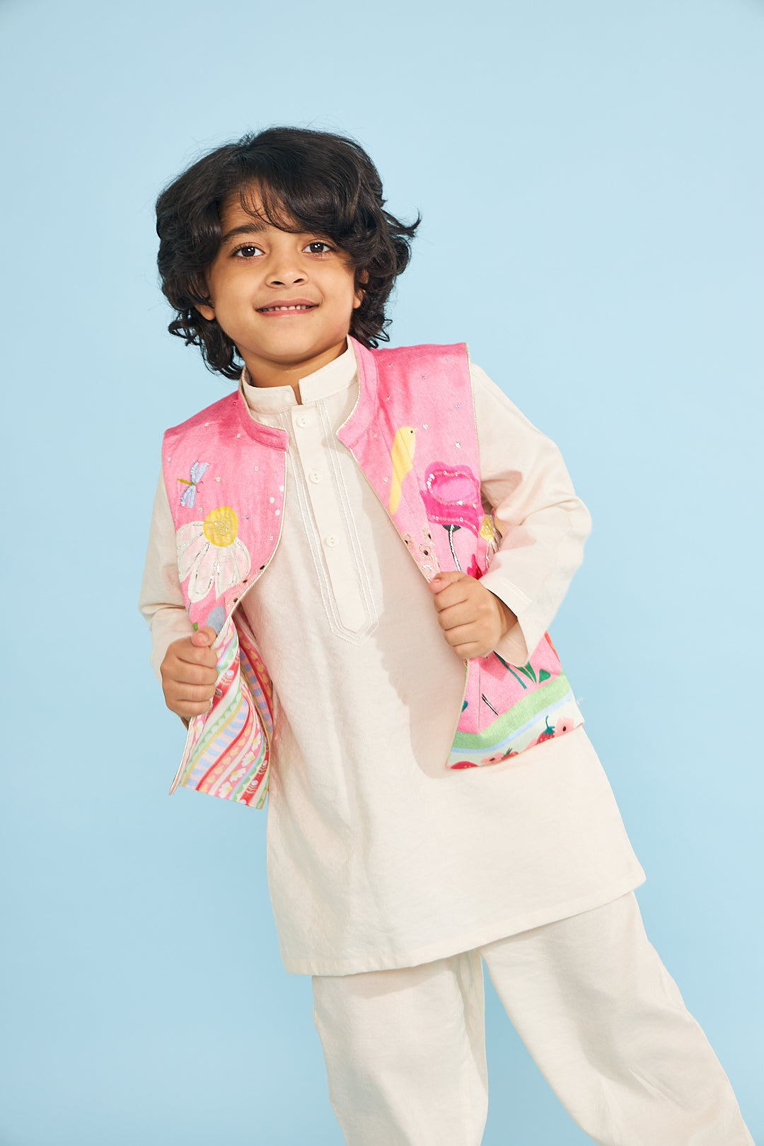 Strawberry Embellished Boys Reversible Jacket (1 Pc)