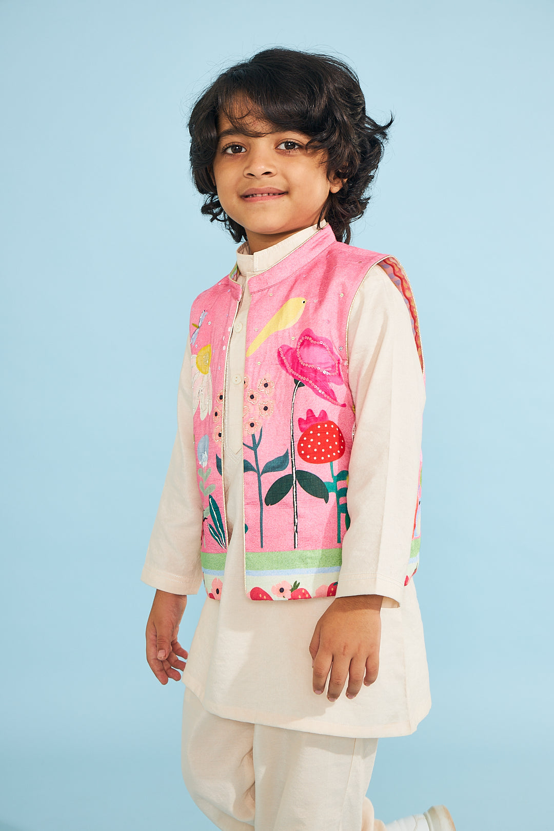 Strawberry Embellished Boys Reversible Jacket (1 Pc)