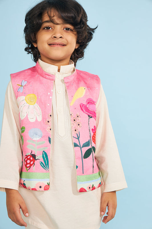 Strawberry Embellished Boys Reversible Jacket (1 Pc)