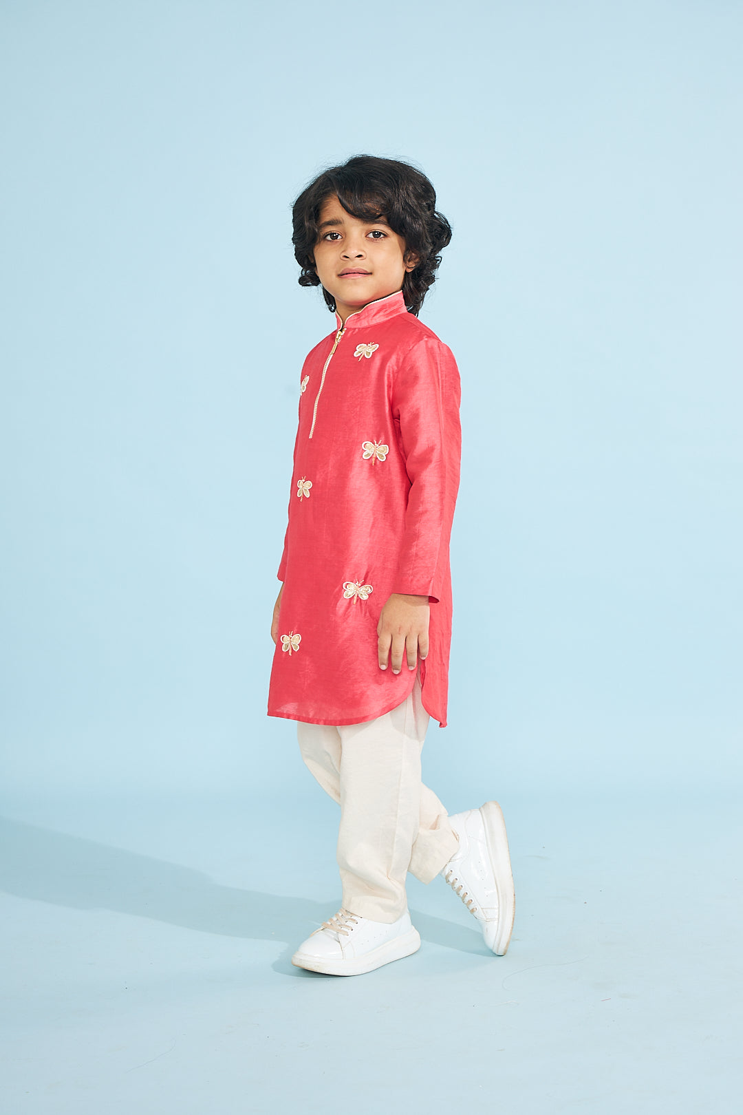 Cherry Red Boys Dragonfly Kurta With Trouser ( 2 pc set)