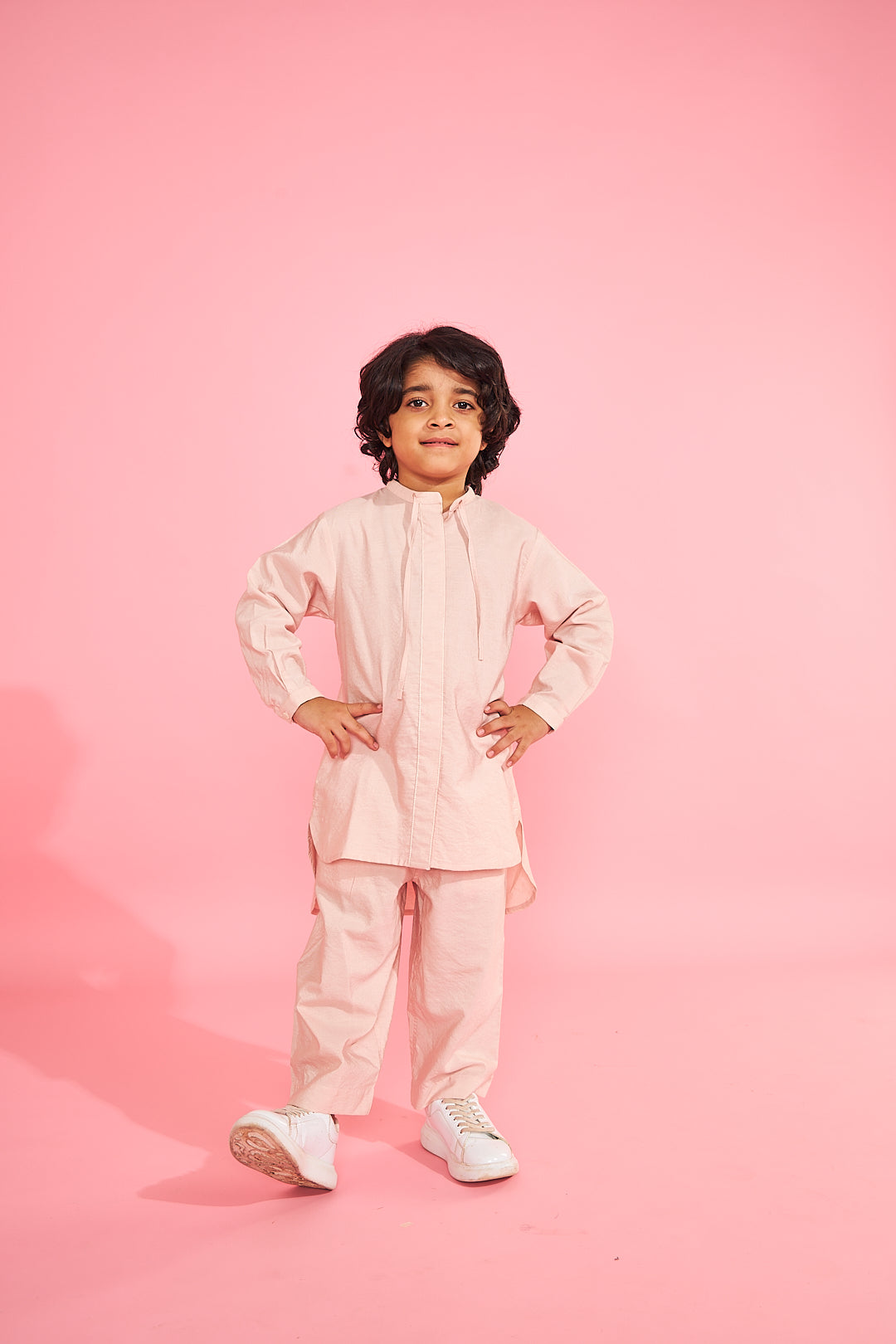 Nude Pink Boys Kurta Trouser Coord (2 Pc Set)