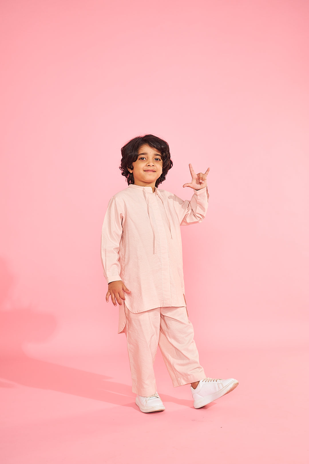 Nude Pink Boys Kurta Trouser Coord (2 Pc Set)