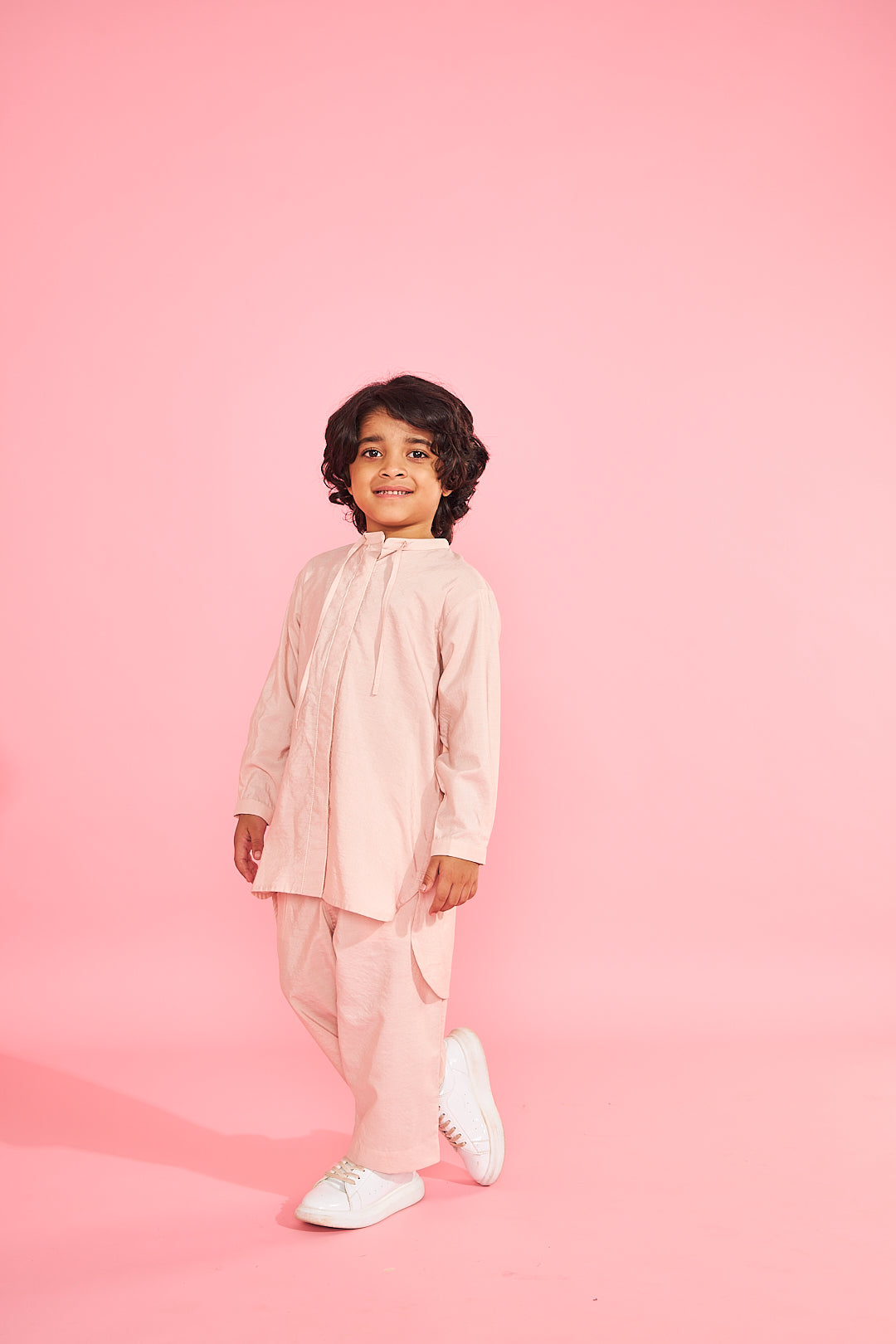 Nude Pink Boys Kurta Trouser Coord (2 Pc Set)