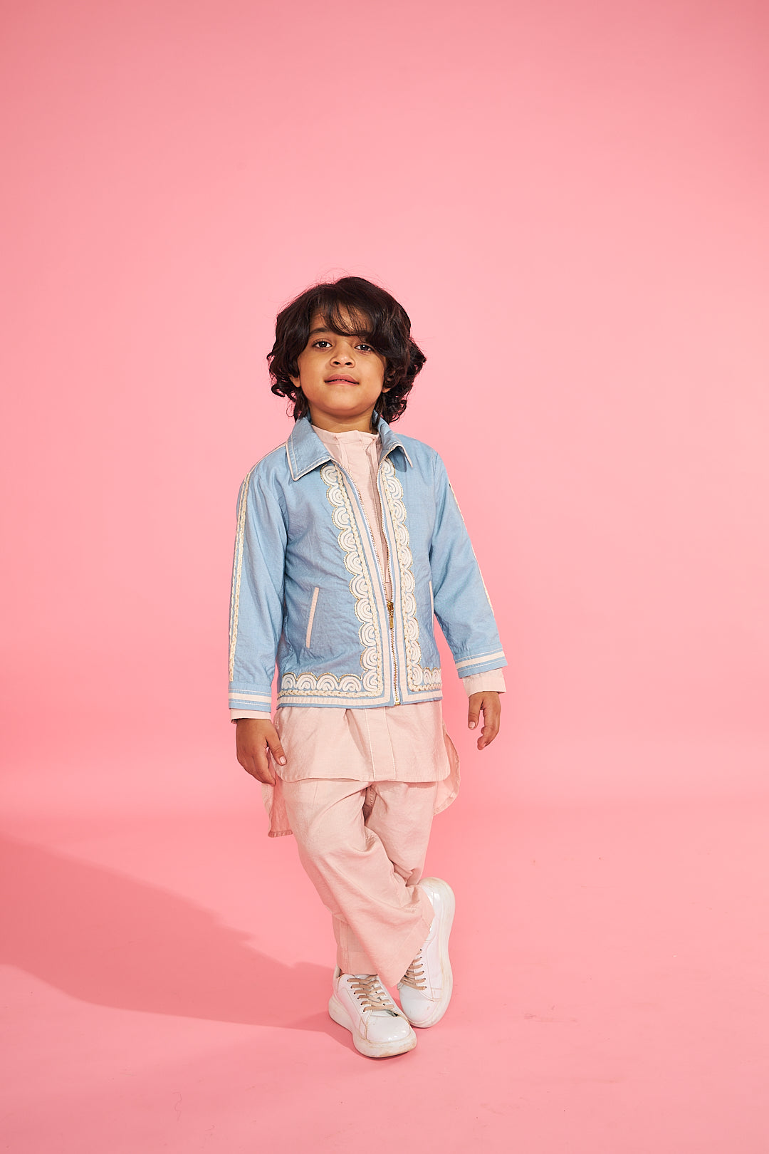 Blue Embroidered Boys Jacket (1 Pc)