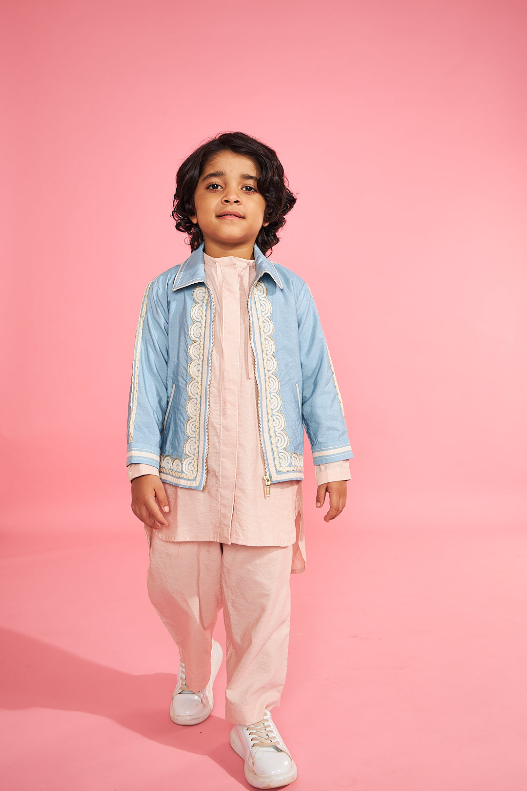 Blue Embroidered Boys Jacket (1 Pc)