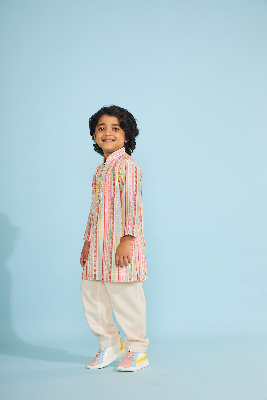 Candy Stripe Boys  Embellished Tunic Trouser Coord (2 Pc Set)