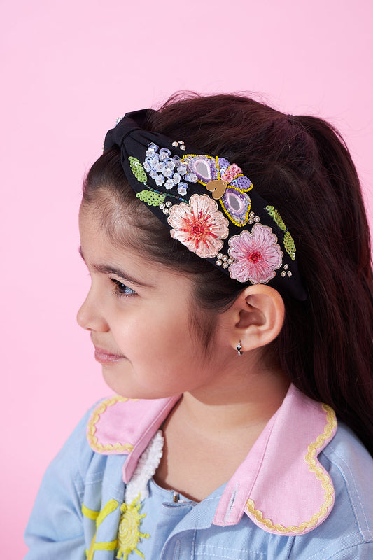 Nora Black Embellished Headband On Kids