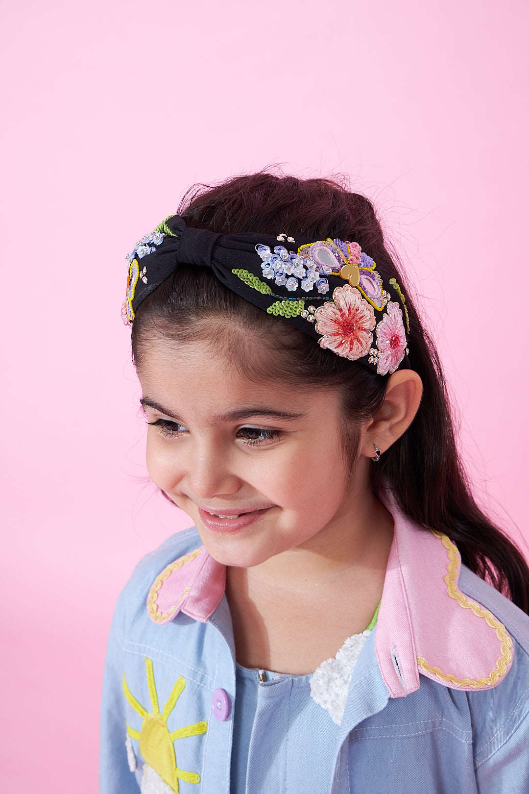 Nora Black Embellished Headband On Kids