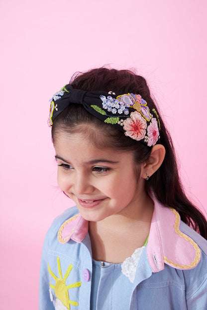 Nora Black Embellished Headband On Kids