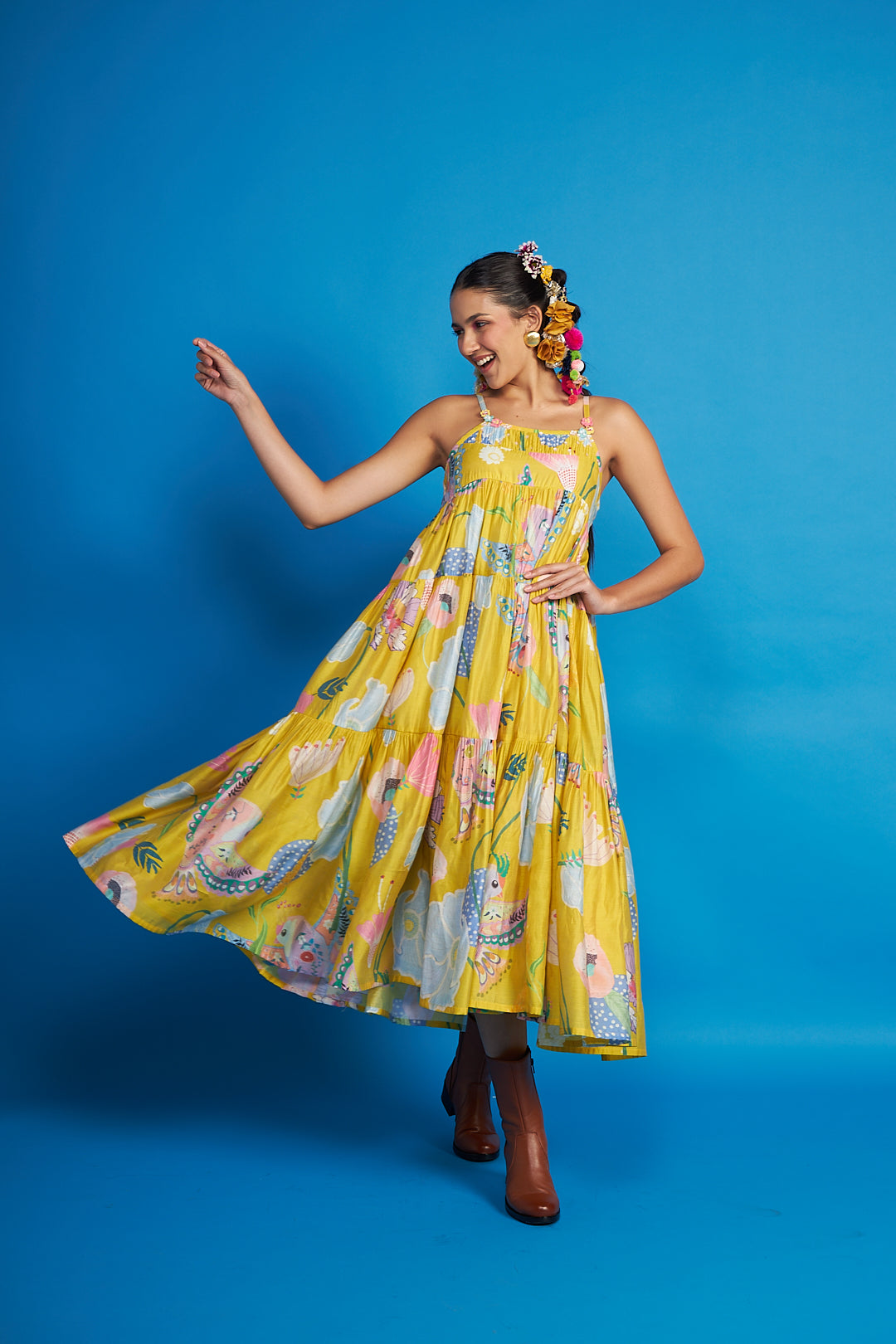 Yellow Bloom Tier-Dress