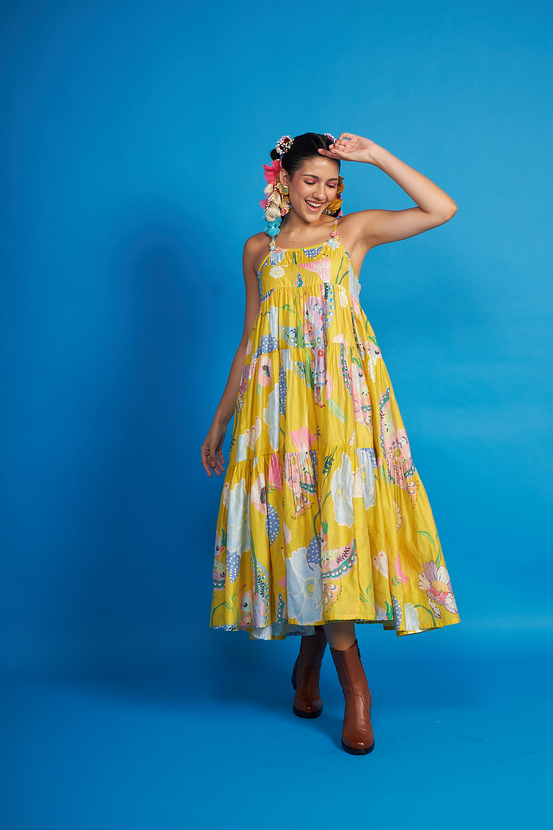 Yellow Bloom Tier-Dress