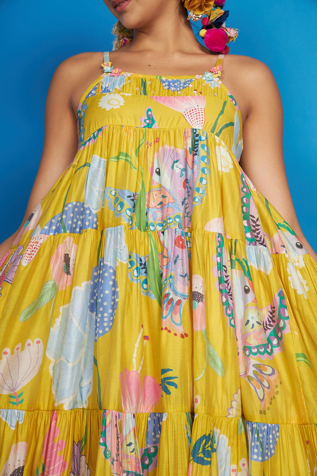 Yellow Bloom Tier-Dress