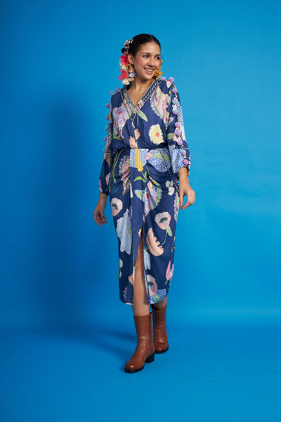 Songbird Blue Draped Dress