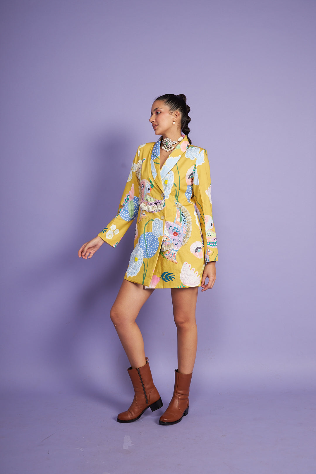 Zuri Mustard Blazer Dress