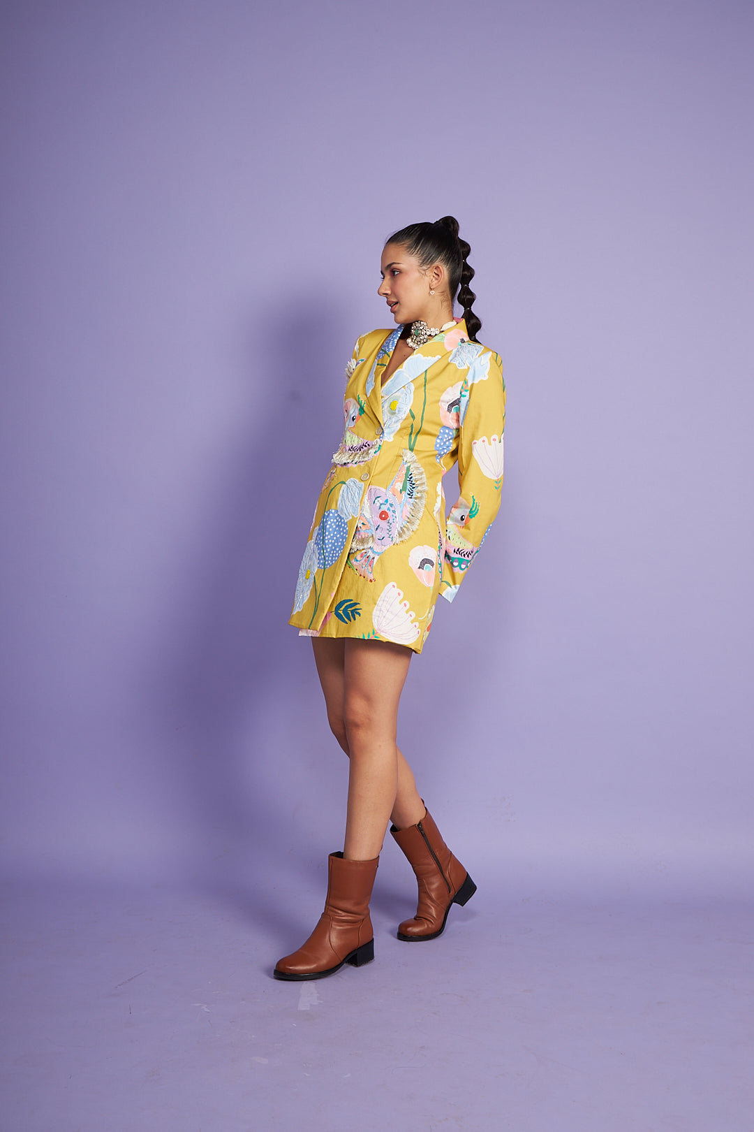 Zuri Mustard Blazer Dress