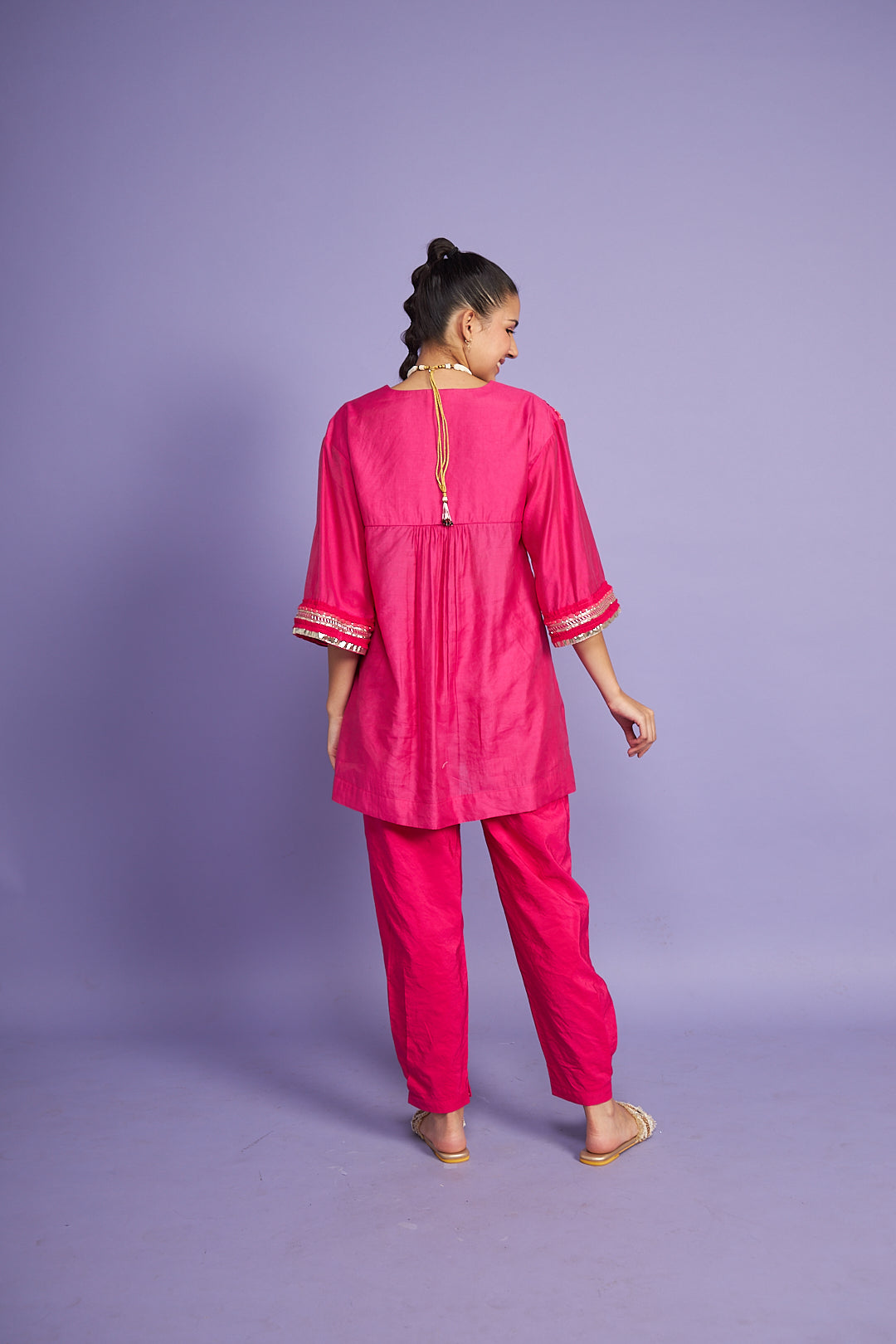 Noura Pink Kurti Co-ord