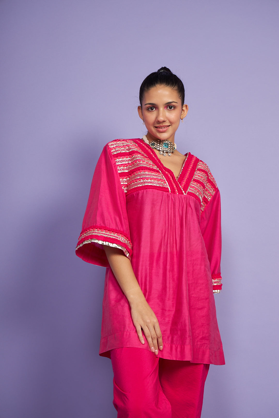 Noura Pink Kurti Co-ord