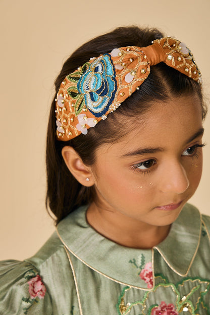 Tan rose embellished headband