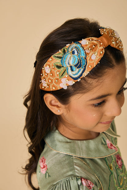 Tan rose embellished headband