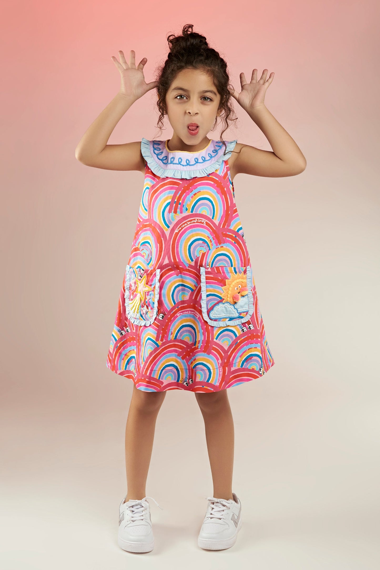 Lil Rainbow Dream Embellished Printed/Colorfull Dress Kids