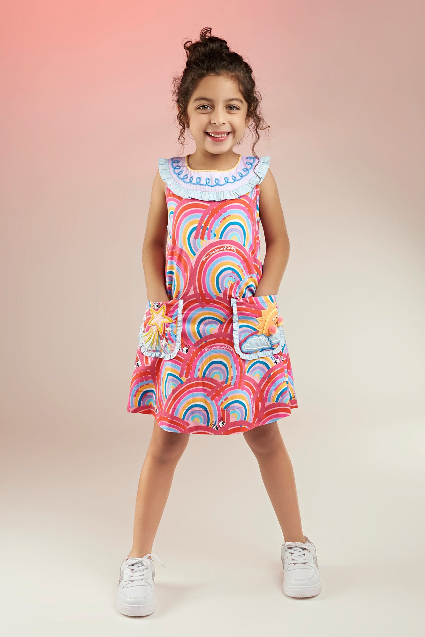 Lil Rainbow Dream Embellished Printed/Colorfull Dress Kids