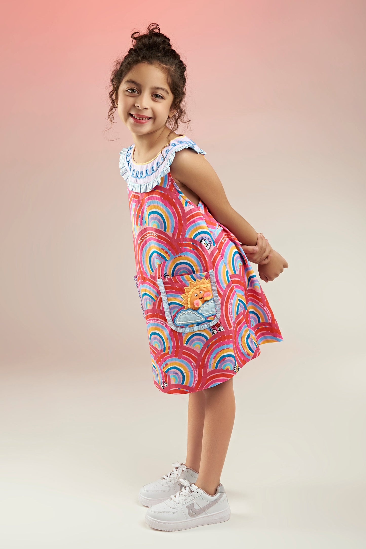 Lil Rainbow Dream Embellished Printed/Colorfull Dress Kids