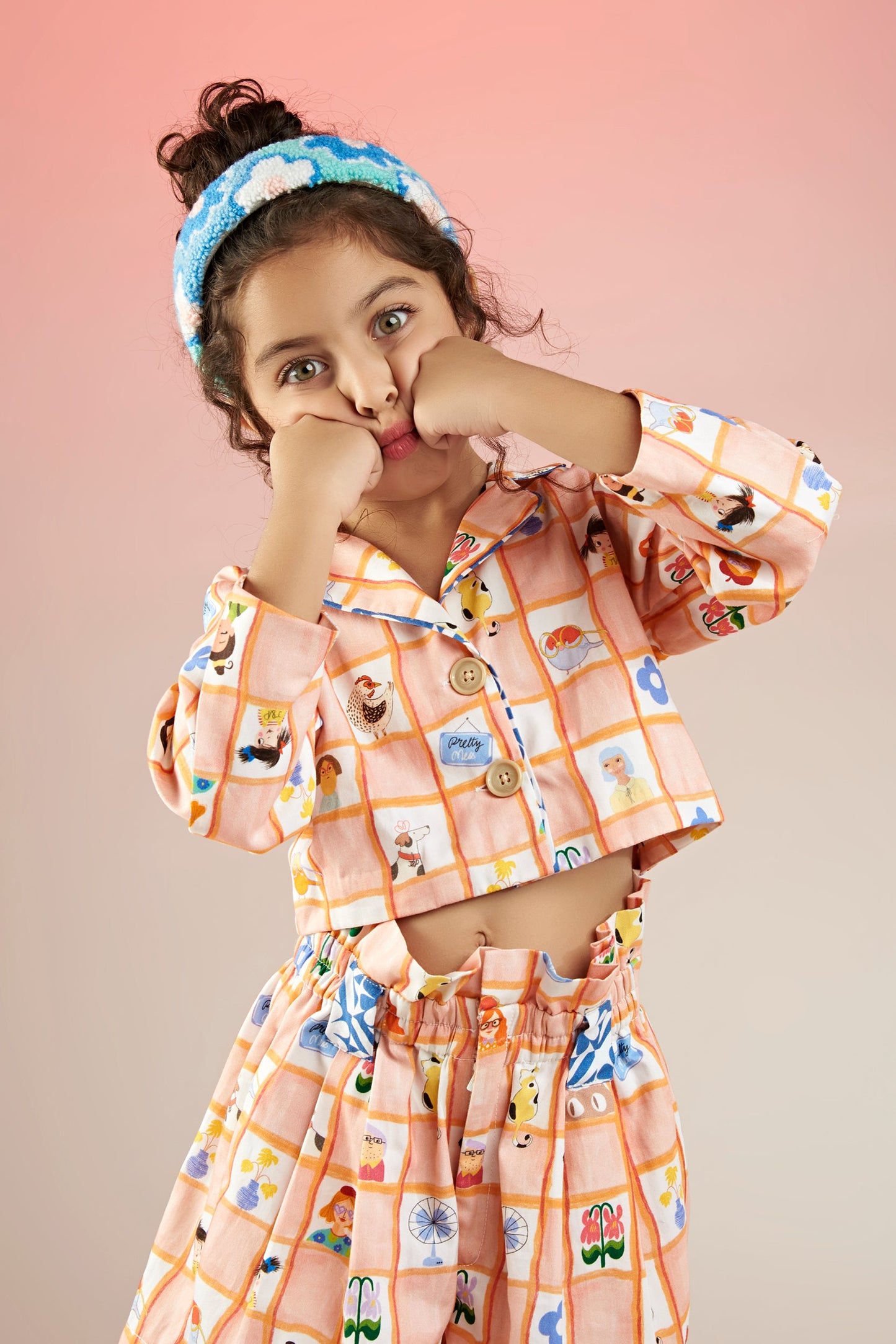 Peeking Peeps Printed Jacket & Shorts Co-ord Set Mini Kids - Joey & Pooh