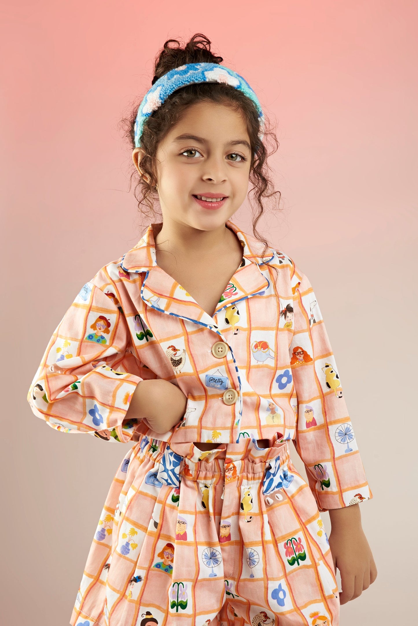 Peeking Peeps Printed Jacket & Shorts Co-ord Set Mini Kids - Joey & Pooh