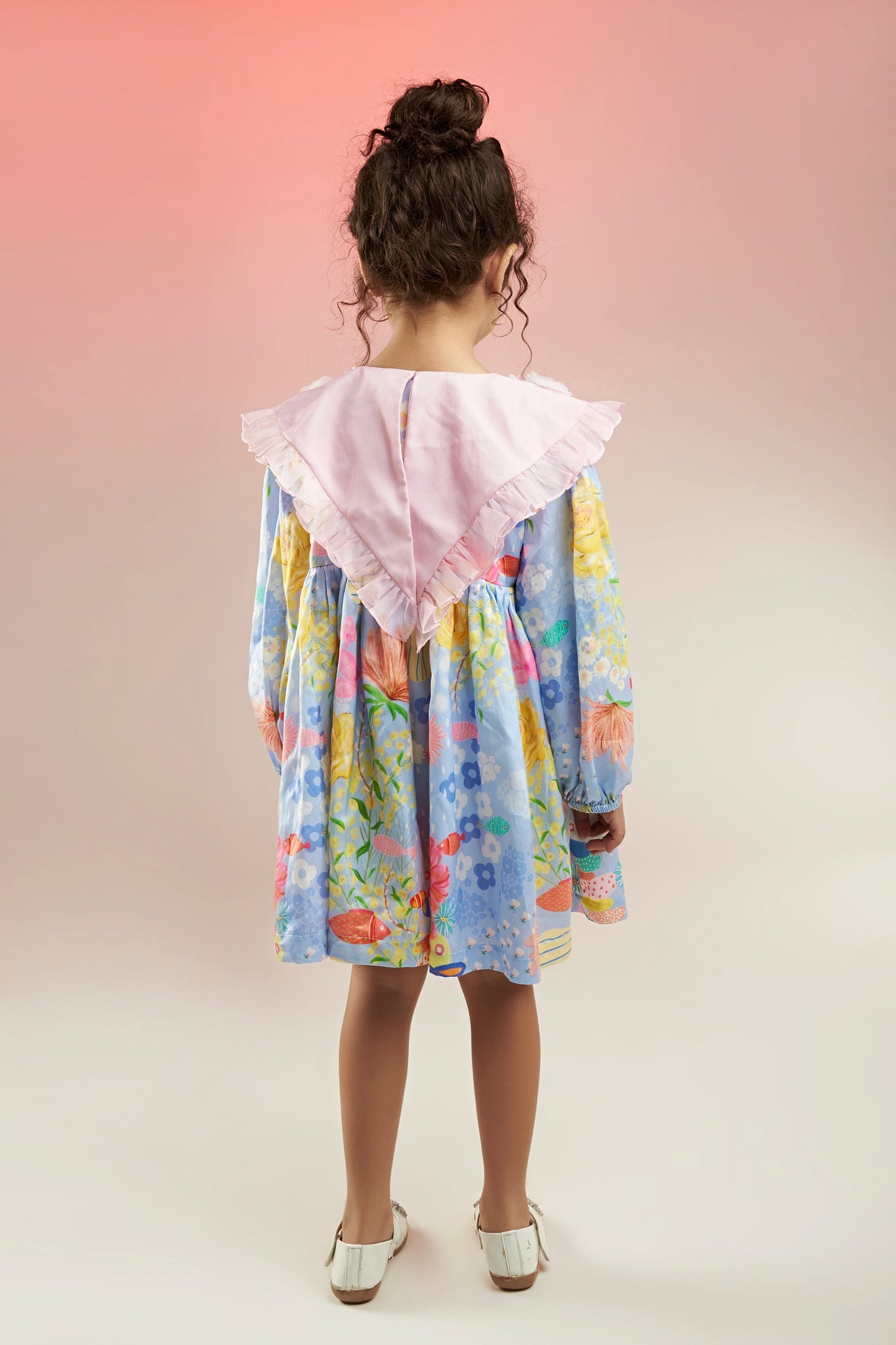 Dandy Bloom Embroidered Printed Babydoll Dress Kids  - Joey & Pooh