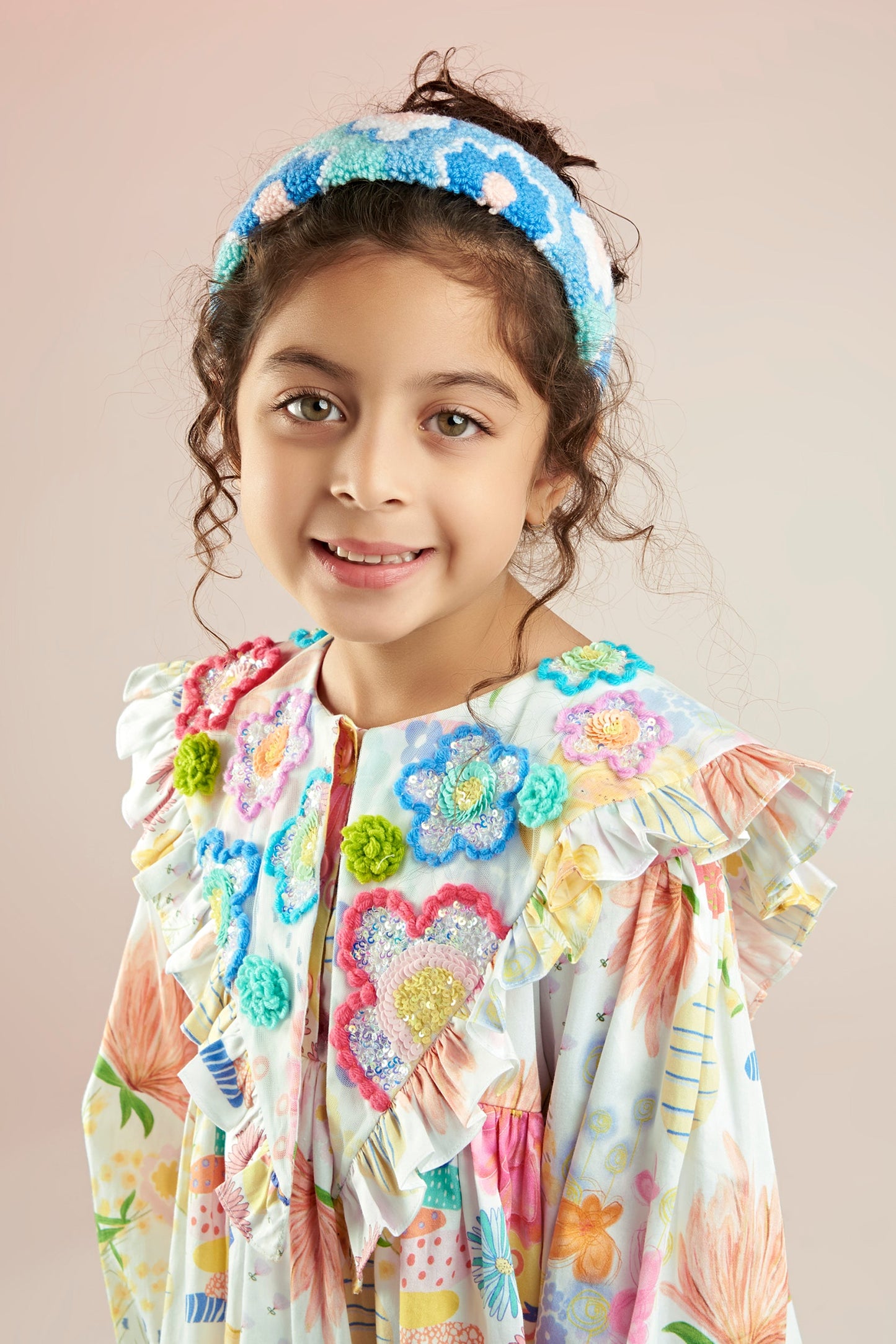 Flutter Bloom Embellished Printed Babydoll Kids Dress - Joey & Pooh