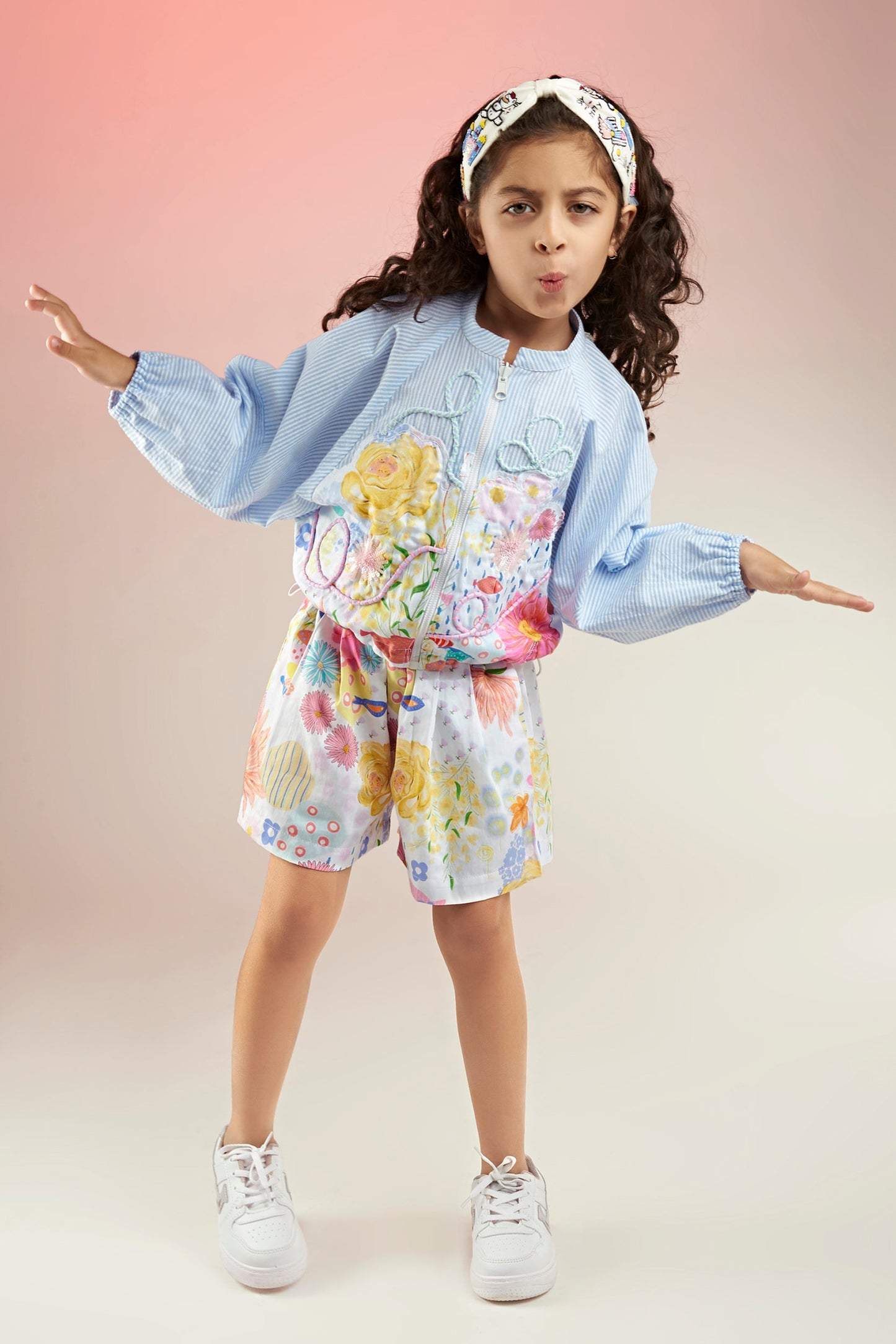 Flutter Bloom Embellished Printed Jacket Co-ord Set Kids - Joey & Pooh