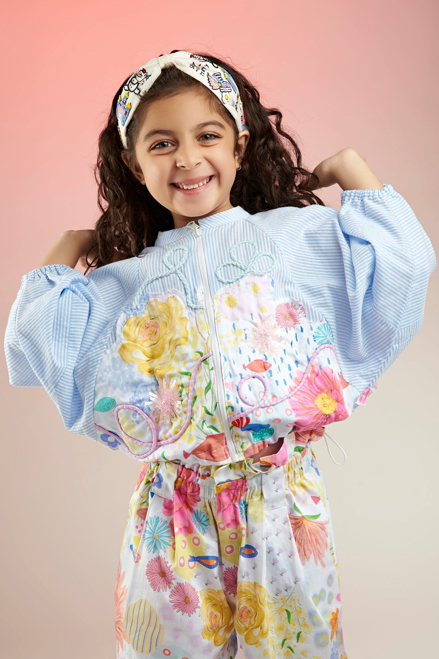 Flutter Bloom Embellished Printed Jacket Co-ord Set Kids - Joey & Pooh