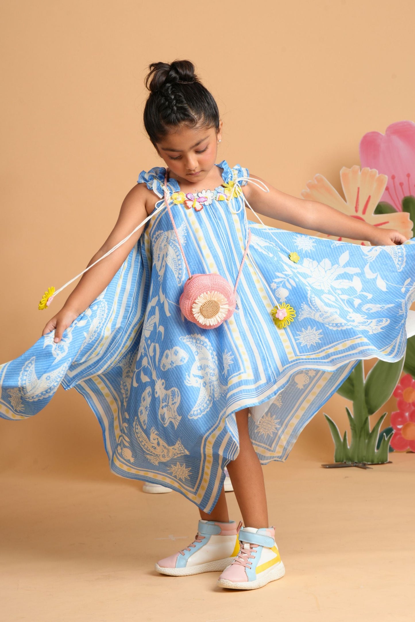 Nola Blue Embellished Handkerchief Dress