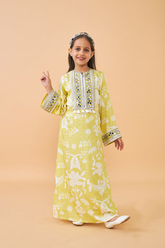 Poppy Yellow Girls Long Dress