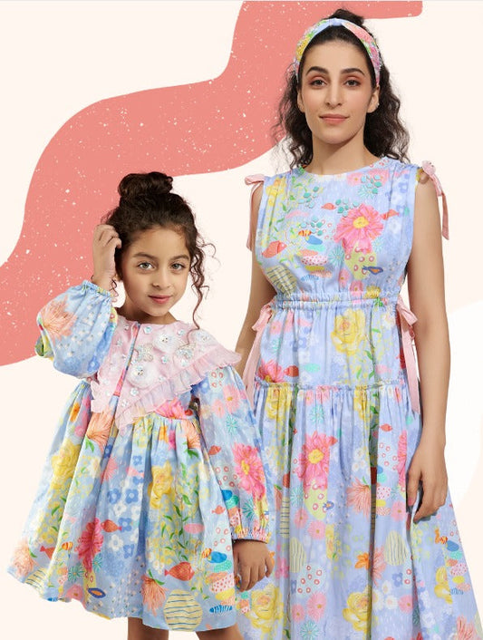 Dandy Bloom Cut Out Waist Dress Mom & Me