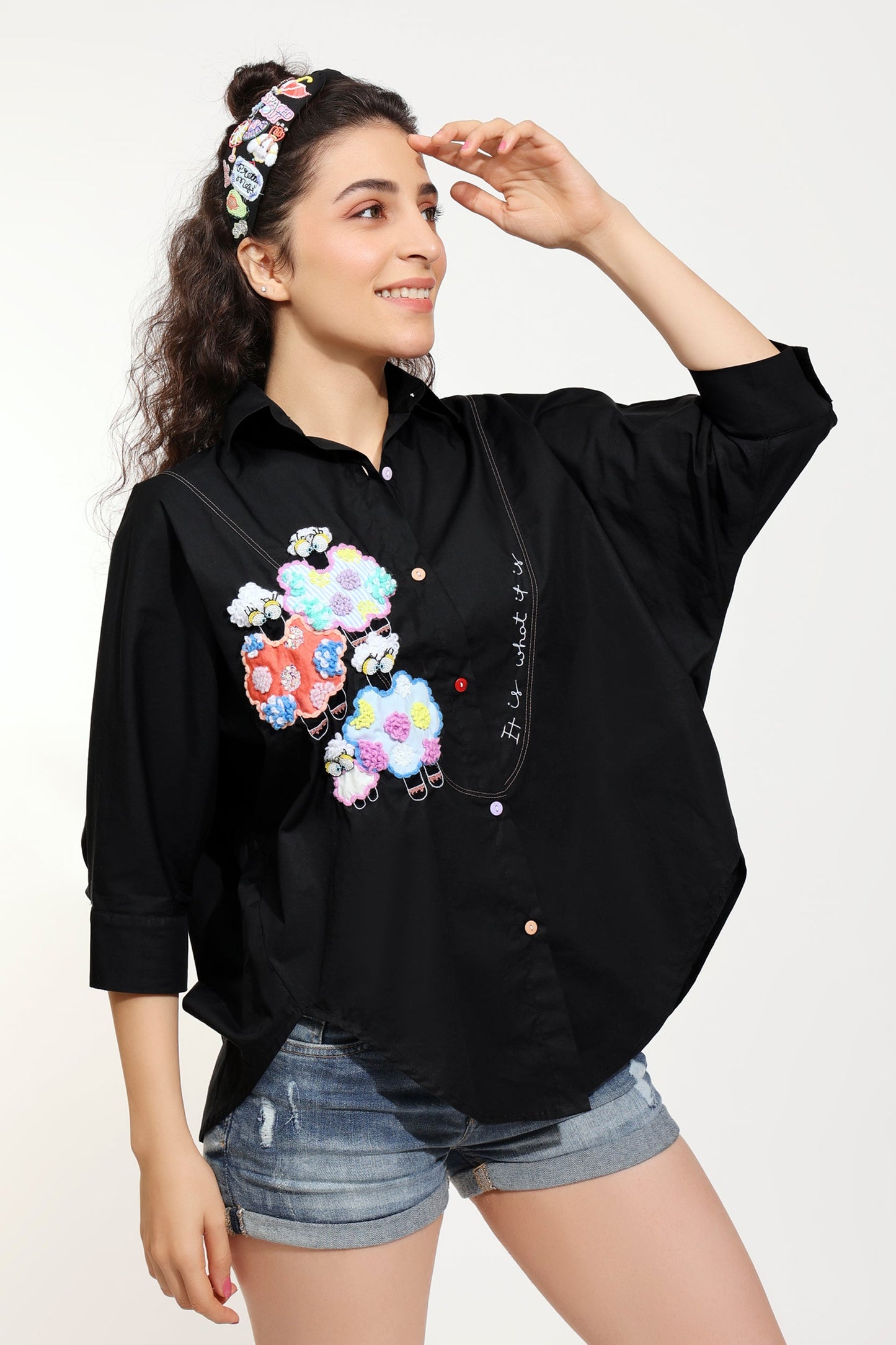 Ba-Ba-Black Sheep Embroidered Black Shirt (Joey & Pooh)