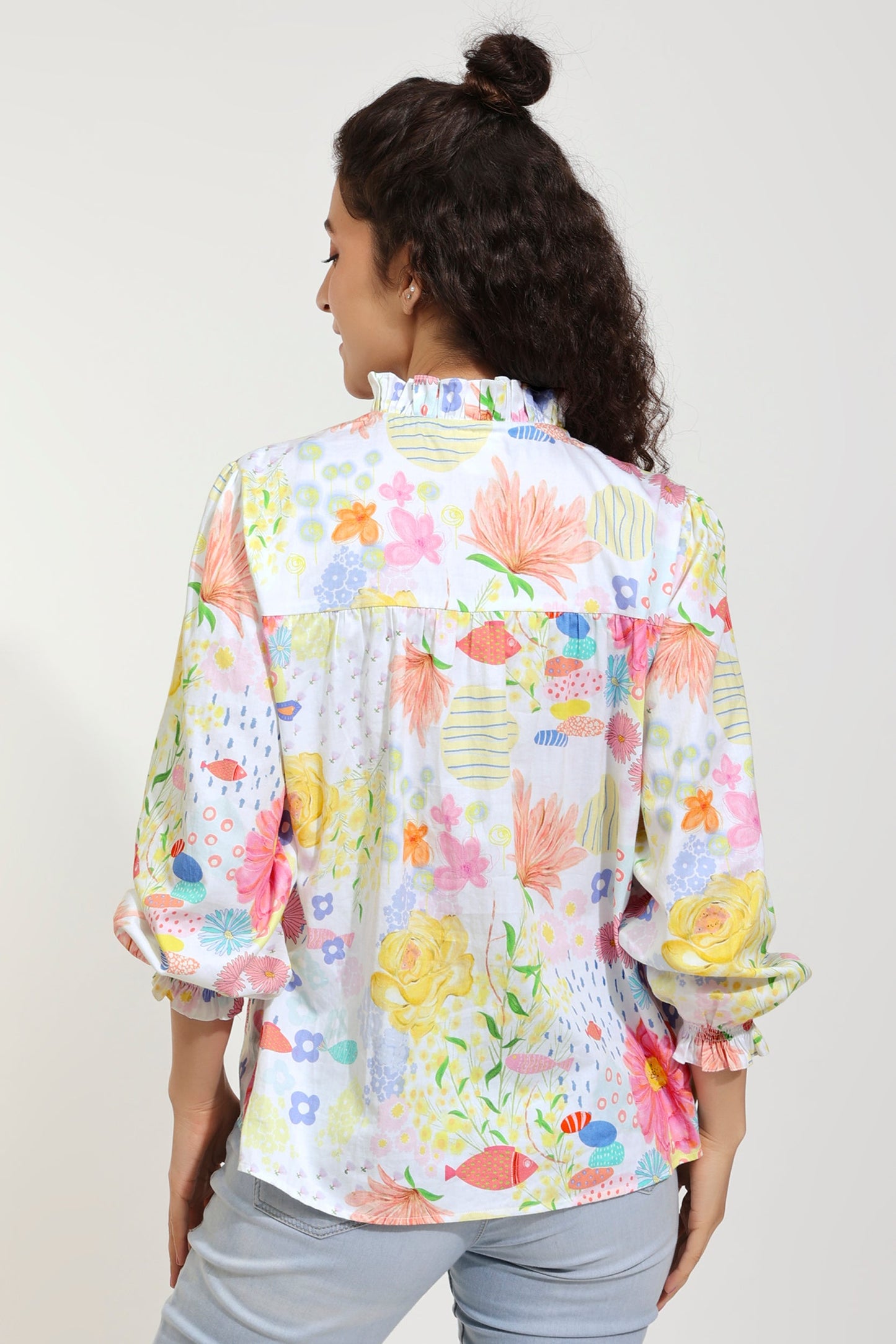 Flutter Bloom Embroidered Printed Blouse